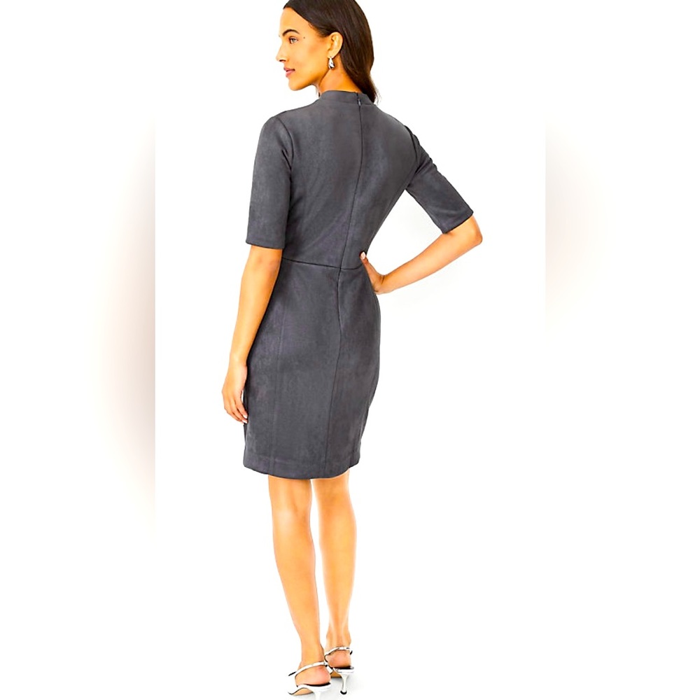 Ann Taylor Faux Suede Mock Neck Sheath dress. Petite 4. NWT. Boulevard gray